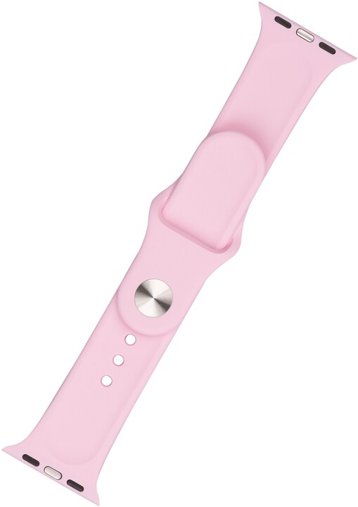 FIXED silikonový řemínek pro Apple Watch 42/44/45mm, 2 délky, světle růžová_2052813407