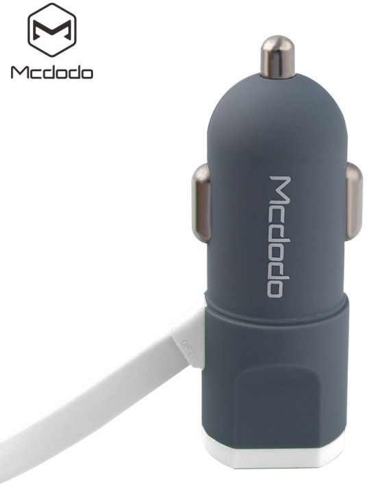 Mcdodo 3-in-1 nabíječka do auta s USB-C/microUSB/Lightning, 1,2m, bílá_1133726938