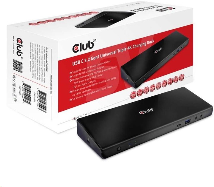 Club3D dokovací stanice USB 3.2 typ C Universal Triple 4K s napájecím adaptérem_1443592662