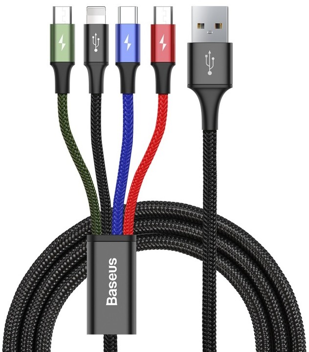 Baseus kabel Fast 4-in-1 Lightning + Type-C + Micro (2) 3.5A 1.2M, černá_392843233