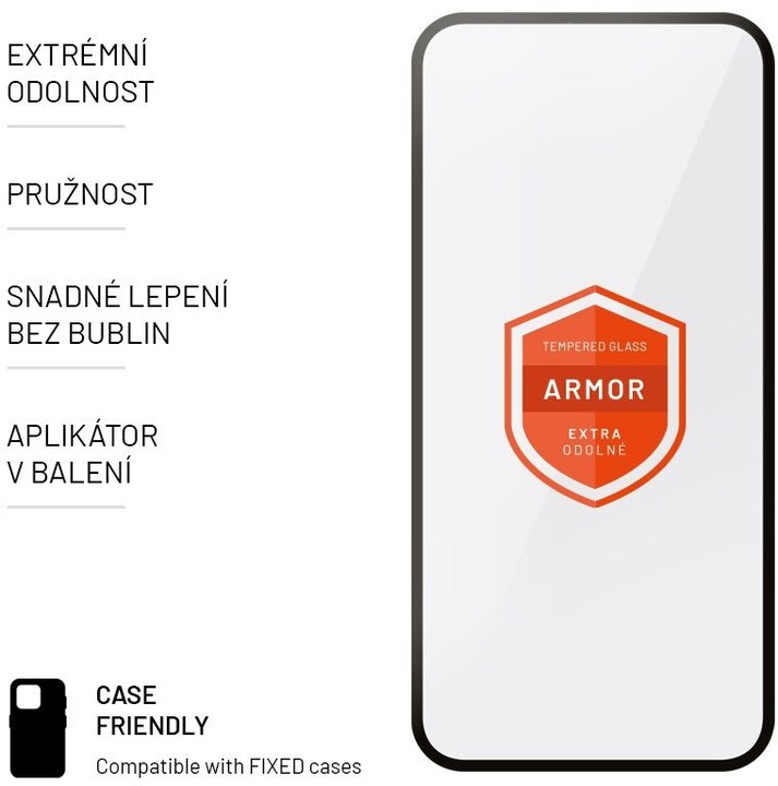 FIXED prémiové ochranné sklo Armor pro Apple iPhone 14/13/13 Pro, s aplikátorem, černá_1394873165