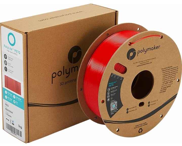 Polymaker tisková struna (filament), PolyLite PETG, 1,75mm, 1kg, červená_514556984