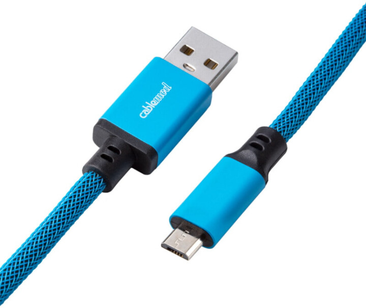 CableMod Classic Coiled Cable, micro USB/USB-A, 1,5m, Spectrum Blue_931614189