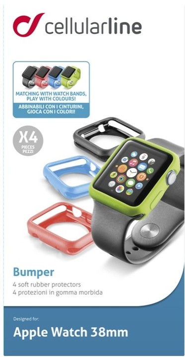 CellularLine ochranný rámeček pro Apple Watch 38mm, 4ks, různé barvy_517106865