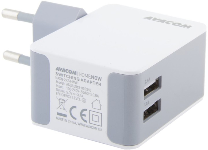 Avacom HomeNOW síťová nabíječka 3,4A se dvěma výstupy (micro USB kabel), bílá_1769594862