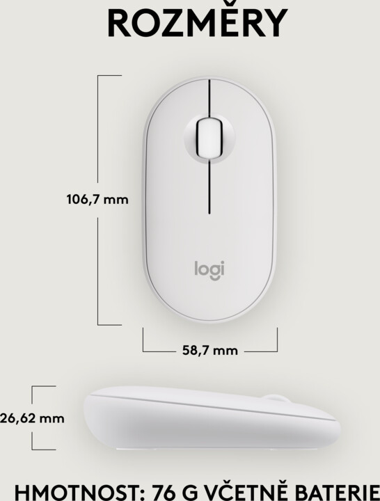 Logitech Pebble Mouse 2 M350s, bílá_1747443138