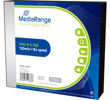 MediaRange DVD-R 4,7GB 16x, Slimcase 5ks MR418