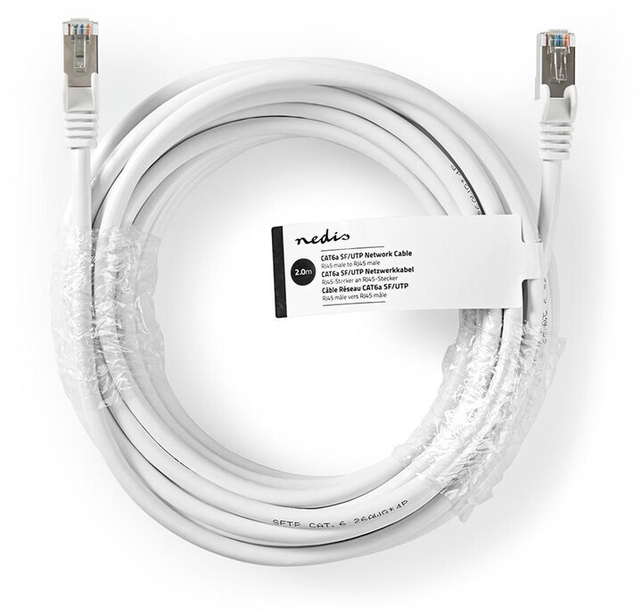 Nedis síťový kabel SF/UTP CAT6a, CCA, 2m, bílá_1460732269