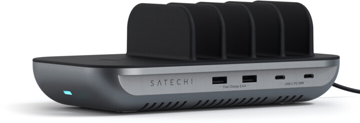 Satechi Dock 5 Multi device charging station, 2xUSB-C PD 20 W, 2x USB-A 12W, Wireless, šedá_430038503