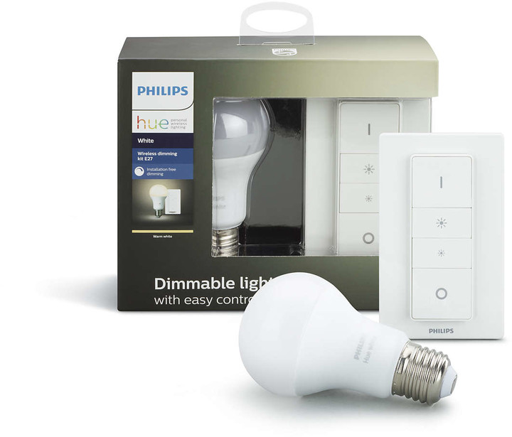 PHILIPS Hue Dimming KIT,White (1x žárovka 9,5W A60 2700K DIM E27 + 1x ovladač se stmíváním)_264033666