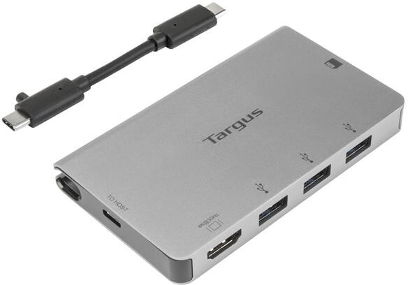 Targus hub USB-C - 3x USB, HDMI, SD/MicroSD, 4Kx2K@30Hz, stříbrná