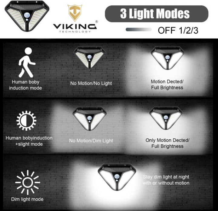 Viking venkovní světlo Z102, LED, solární, s pohybovým senzorem, černá_1798512485