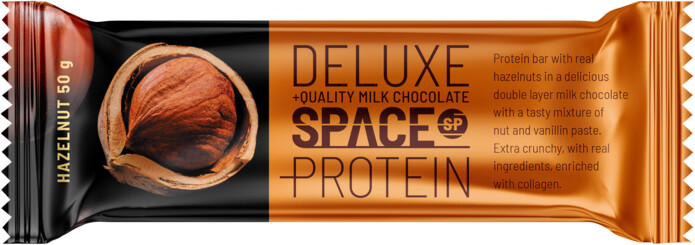 Space Protein DELUXE Hazelnut, tyčinka, proteinová, křupínky/oříšky/čokoláda, 50g_2064939672