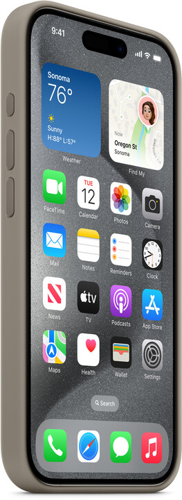 Apple Silikonový kryt s MagSafe pro iPhone 15 Pro, jílově šedá_939359334