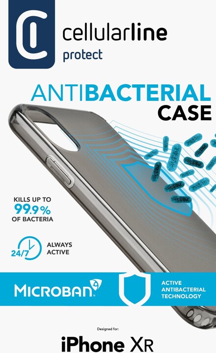 Cellularline ochranný kryt pro iPhone XR, antimikrobiální, černá
