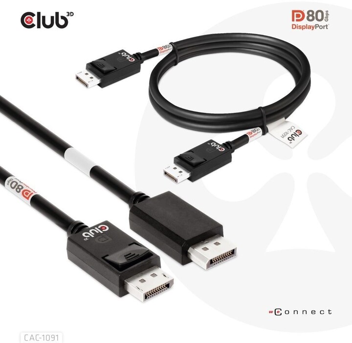 Club3D kabel DisplayPort 2.1 - DisplayPort 2.1, 4K@120Hz/8K@60Hz HDR, 1.2m, černá_706975721