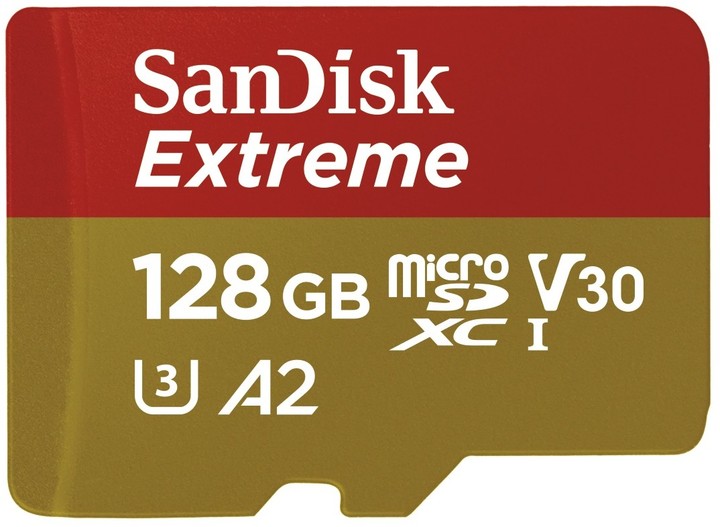 SanDisk Micro SDXC Extreme 128GB 160MB/s A2 UHS-I U3 V30 pro akční kamery + SD adaptér_1685523294