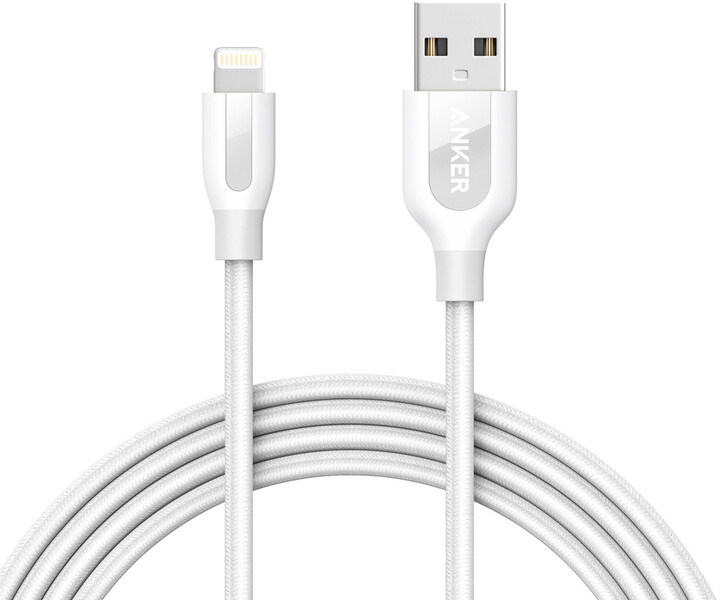 Anker PowerLine + Lightning kabel pro iPhone, délka 1,8m, s váčkem, bílá_1007096457