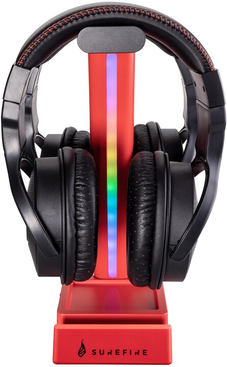 Držák sluchátek Surefire Vision N2, RGB, herní, červená_1023338179