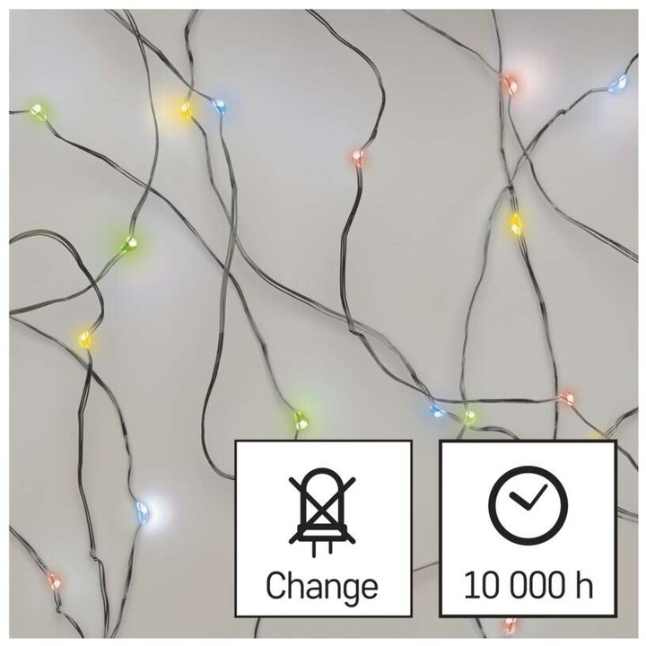 Emos LED vánoční nano řetěz, 1,9 m, 2x AA, vnitřní, multicolor, časovač_112366936