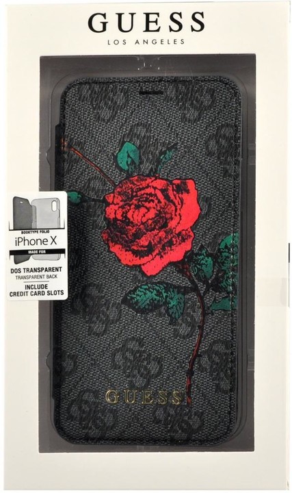 Guess 4G Flower Desire Book Pouzdro pro iPhone X, Grey_1750723125
