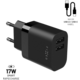 FIXED síťová nabíječka, 2xUSB-A, 17W Smart Rapid Charge, černá + kabel USB-A - USB-C, 1m_2143210414