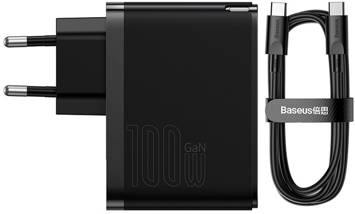 Baseus rychlonabíjecí adaptér GaN5 Pro, USB-C, USB-A, 100W, černá_2034613304
