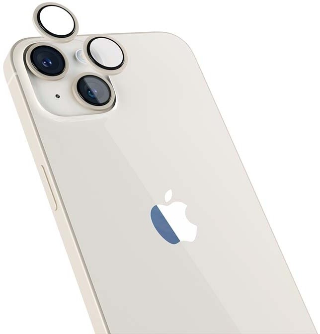 EPICO hliníkové tvrzené sklo na čočky fotoaparátu pro iPhone 14/14 Plus, bílá_1171458169