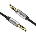 BASEUS kabel audio Yiven Series, Jack 3.5mm, M/M, 1.5m, stříbrná/černá_1827347142