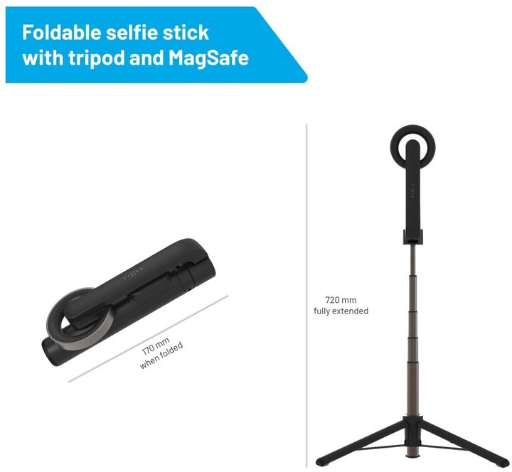 FIXED selfie stick s tripodem MagSnap s podporou MagSafe a bezdrátovou spouští, černá_431490208