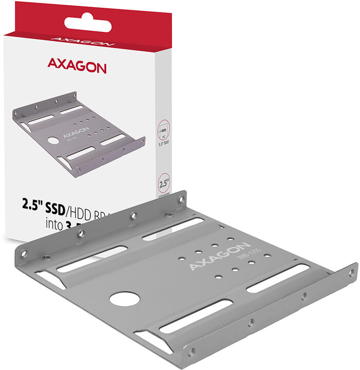 AXAGON RHD-125S, kovový rámeček pro 1x 2.5&quot; HDD/SSD do 3.5&quot; pozice, šedý_889556317