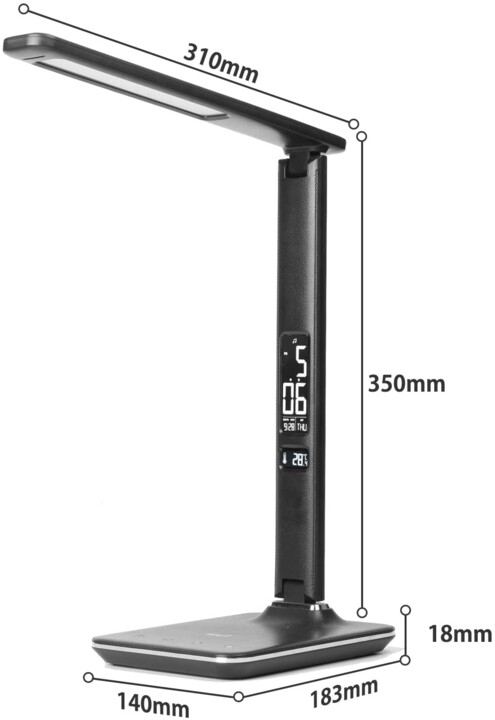 IMMAX LED stolní lampička Kingfisher, Qi nabíjení, černá_518435939