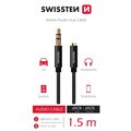 SWISSTEN audio prodlužovací kabel jack 3.5mm (M/F), 1.5m, černá_183038000