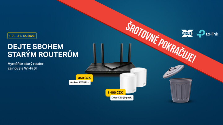 Získejte šrotovné až 500 Kč na nový router či mesh TP-Link