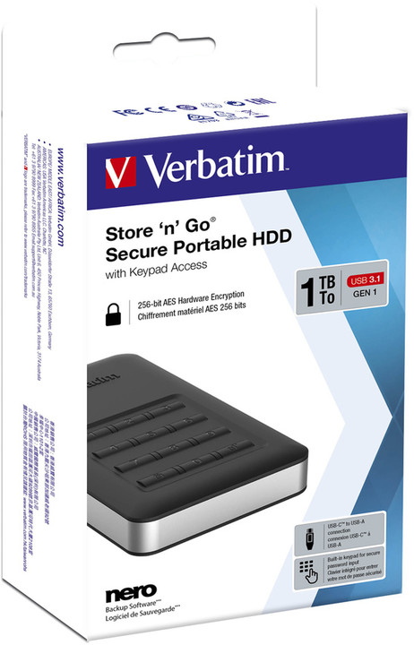 Verbatim Store&#39;n&#39;Go Secure Portable, USB 3.1 - 1TB_534249646
