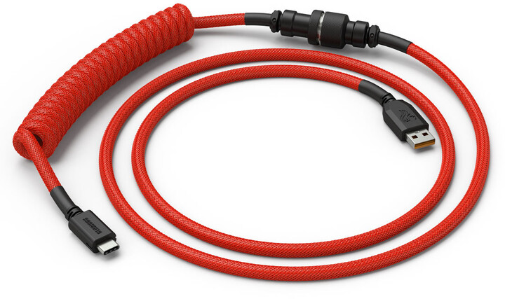 Glorious Coiled Cable, USB-C/USB-A, 1,37m, Crimson Red