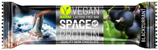 Space Protein Vegan Blackcurrant, tyčinka, proteinová, černý rybíz/hořká čokoláda, 40g_1625209886