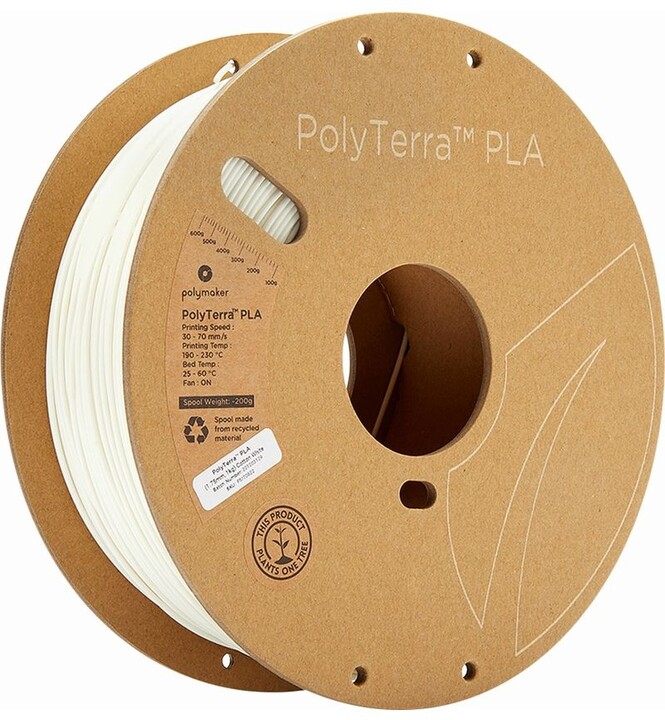 Polymaker tisková struna (filament), PolyTerra PLA, 1,75mm, 1kg, bílá_1374108784