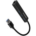 AXAGON HMA-GL3A, USB 3.2 Gen 1 hub, porty 3x USB-A + Gigabit Ethernet, kovový, kabel USB-A 20cm_993501936
