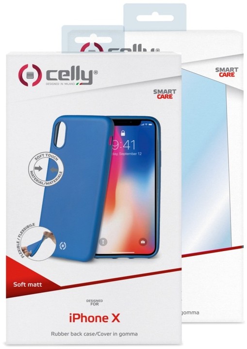 CELLY Sotmatt TPU pouzdro pro Apple iPhone X, matné provedení, modré_1630637918