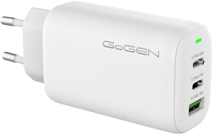 GoGEN síťová nabíječka ACHPD 365, 2x USB-C, USB-A, 65W, bílá_1306768076