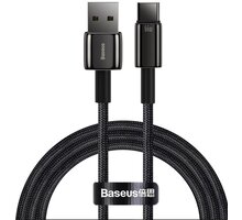 BASEUS kabel Tungsten Gold, USB-A - USB-C, M/M, rychlonabíjecí, datový, 66W, 1m, černá_1691903064