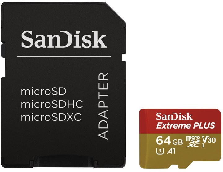 SanDisk Micro SDXC Extreme Plus 64GB 100MB/s A1 UHS-I U3 V30 + SD adaptér_715027506