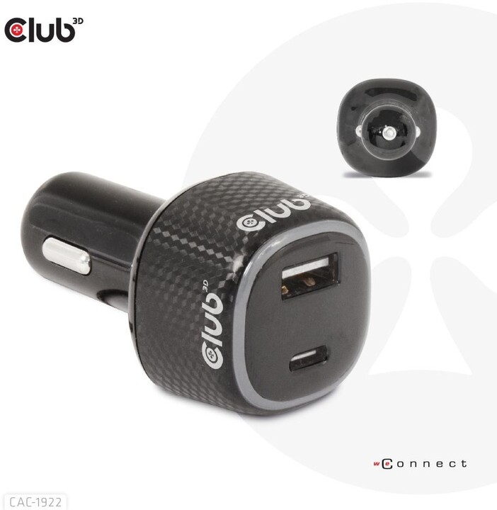 Club3D autonabíječka pro notebooky 63W, USB-A, USB-C_561537360