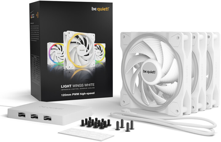 Be quiet! LIGHT WINGS White, PWM, high-speed, 120mm, Triple-Pack_698882622