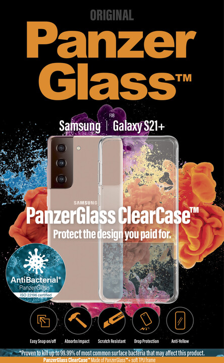 PanzerGlass ochranný kryt ClearCase pro Samsung Galaxy S21+, antibakteriální, transparentní