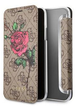 Guess 4G Flower Desire Book Pouzdro pro iPhone X, Brown_182263061