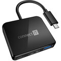 CONNECT IT externí USB-C hub 3v1, 1xUSB-C, 1xUSB 3.2, HDMI 1.4, 4K@30Hz, PD 2.0, 60W, černá_63422936