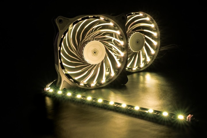 1stCool Fan KIT1, 2x RGB LED ventilátor 120x25mm+ LED pásek+ řadič+ dálkové ovládání_2050880282