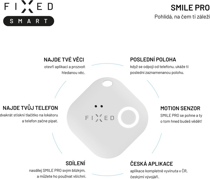 FIXED lokátor Smile Pro, 2ks, černá/bílá